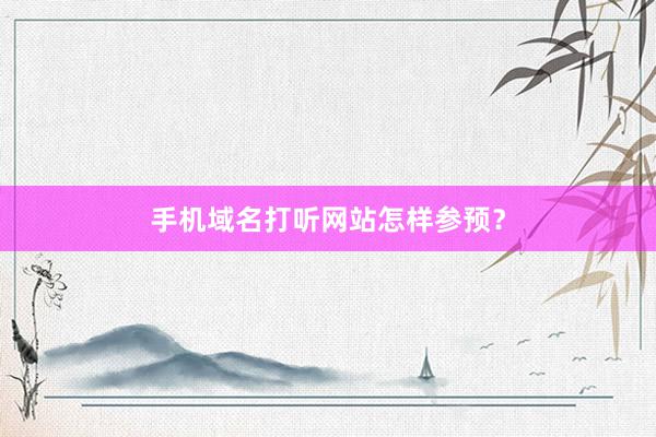 手机域名打听网站怎样参预？